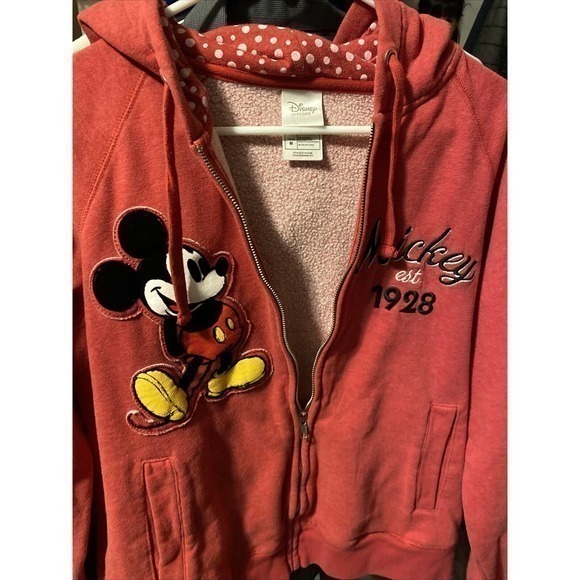 warm medium Disney Mickey Mouse hoodie with a polka dot hood‎ . - Picture 1 of 3